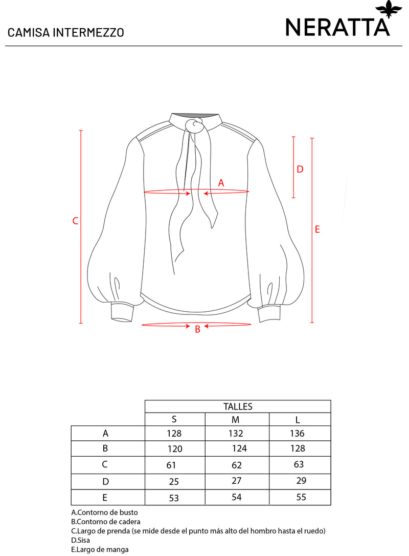 Camisa Intermezzo Black - Guía de tallas