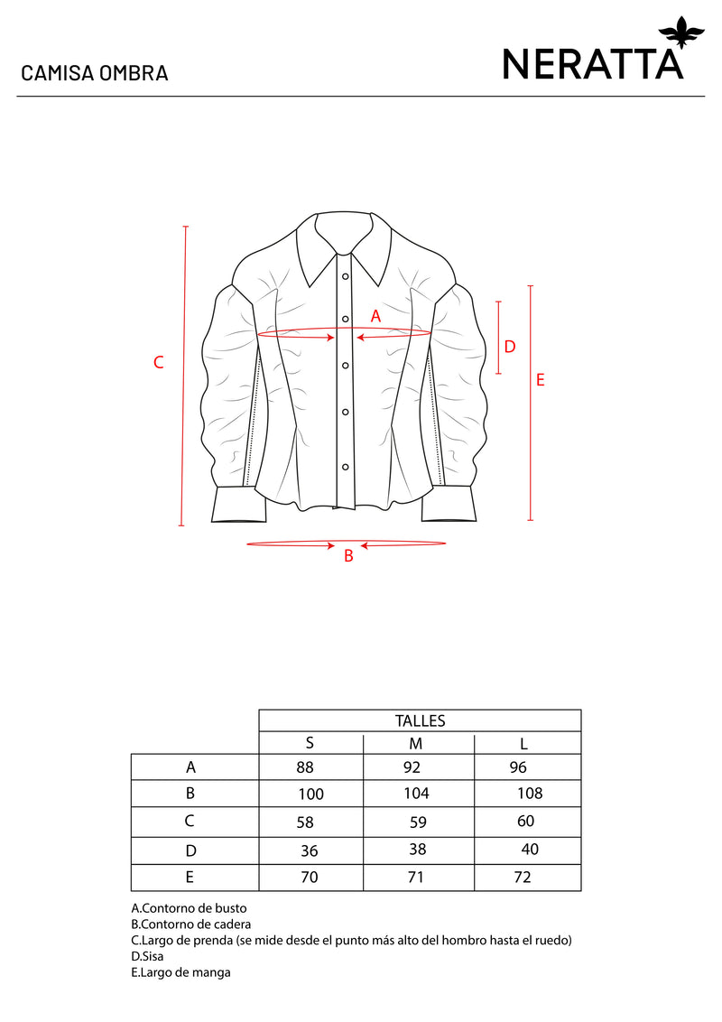 Camisa Ombra Off White - Guía de tallas