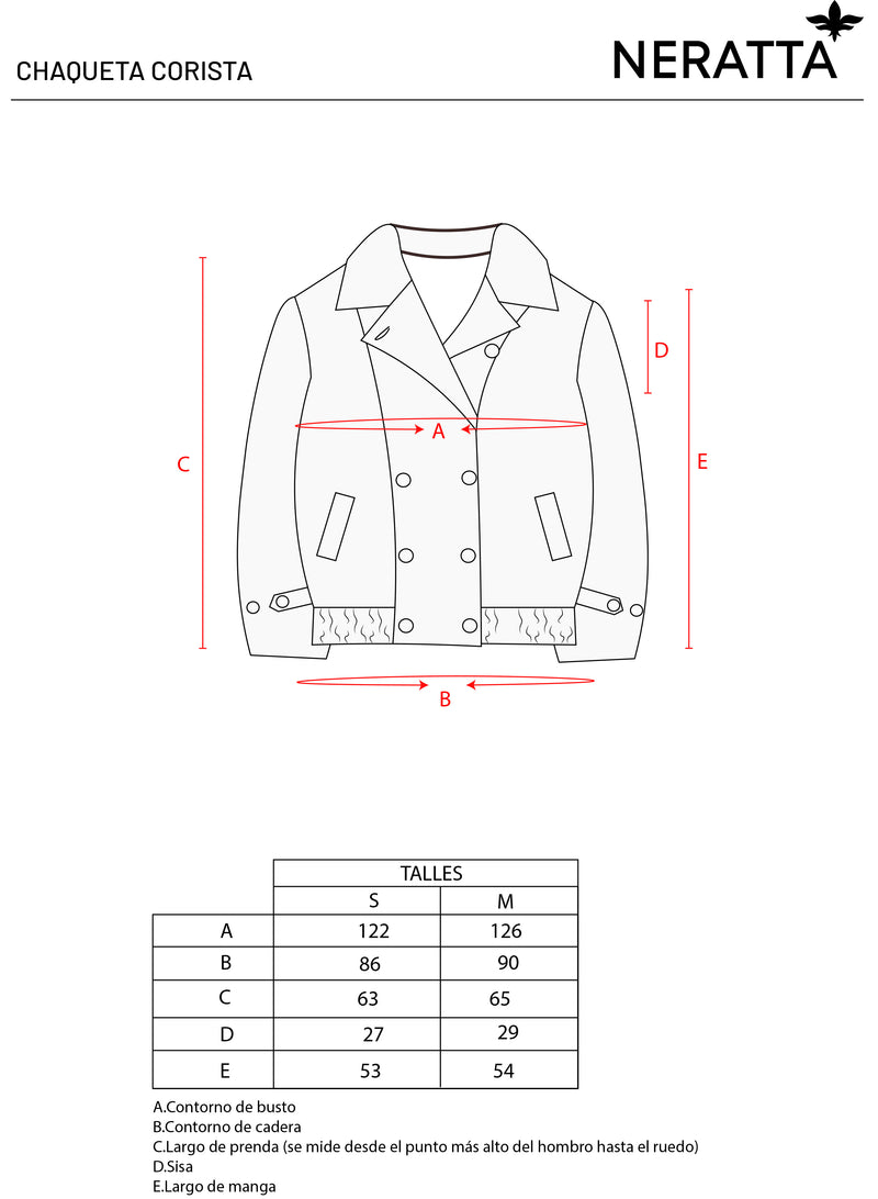 Chaqueta Corista Desert - Guía de tallas