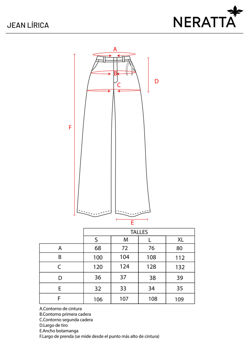 Pantalón Lirica Diplomatic Denim - Guía de tallas