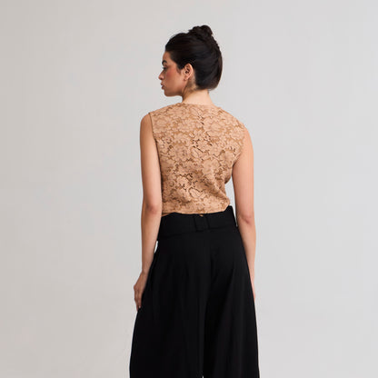 Gilet Encaje beige La Margot