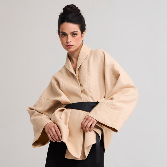 Chaqueta Akim 3/4 Beige/flores La Margot