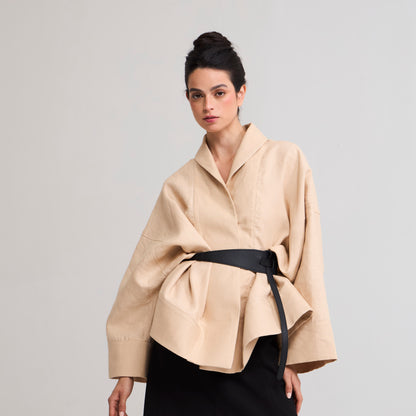 Chaqueta Akim 3/4 Beige/flores La Margot