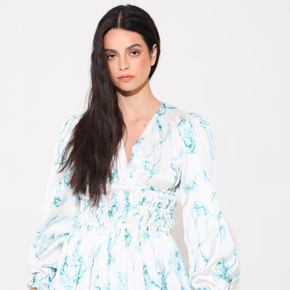 Vestido Brienno Stampa Fiori Mint NERATTA