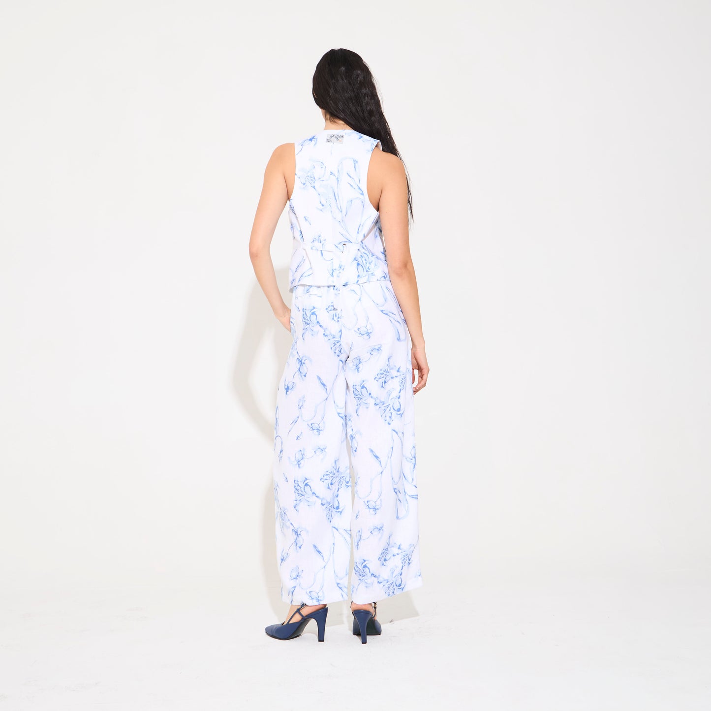 Pantalon Capriccio Stampa Fiori Blue NERATTA