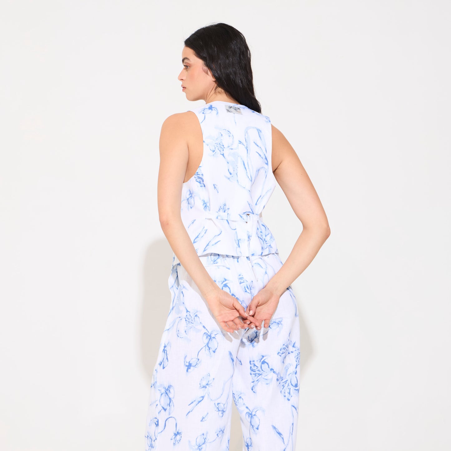 Chaleco Capriccio Stampa Fiori Blue NERATTA