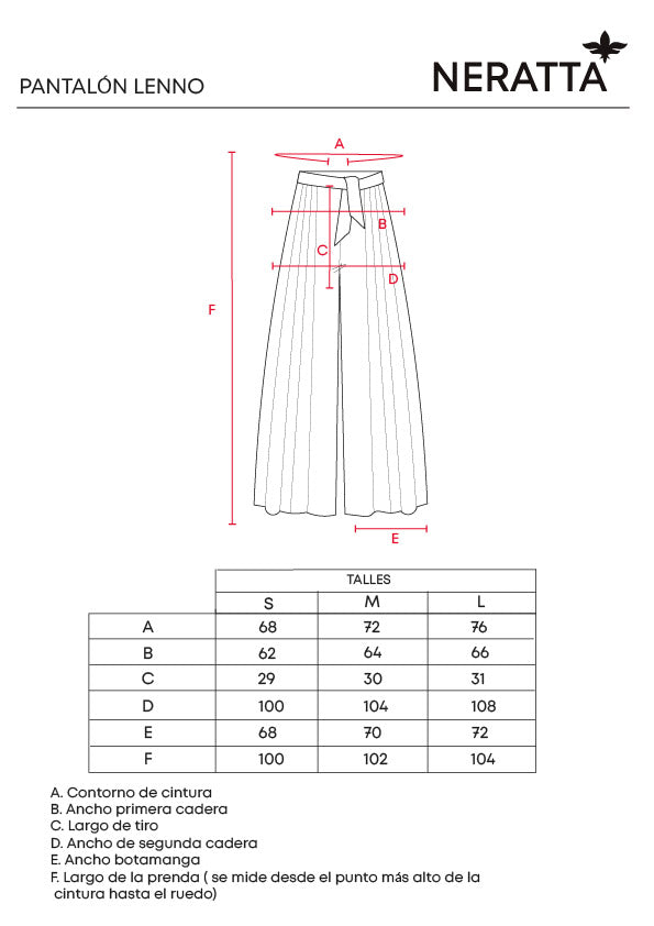 Pantalón Lenno Olive NERATTA - Guía de tallas