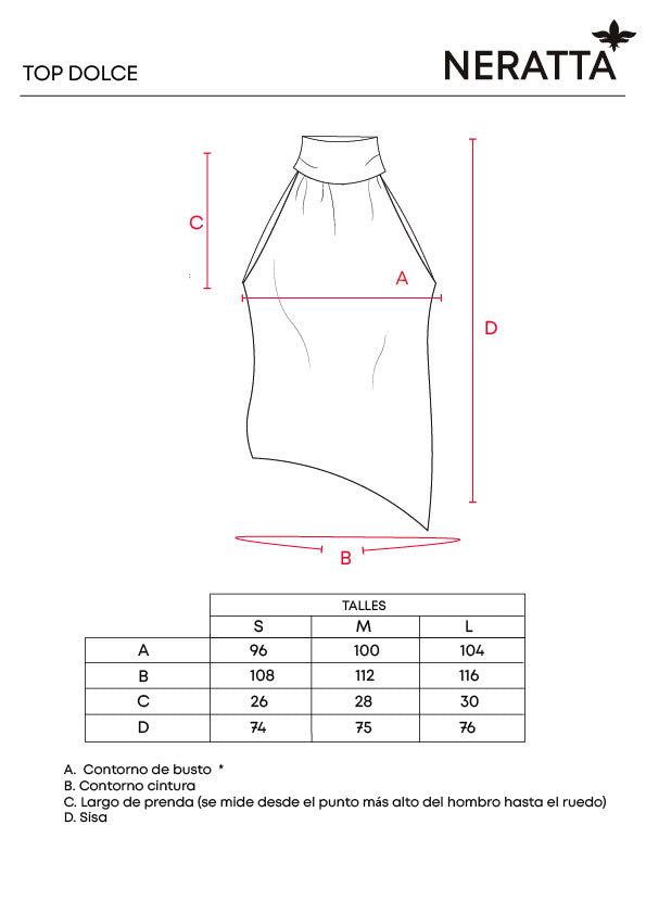 Top Dolce Ivory NERATTA - Guía de tallas