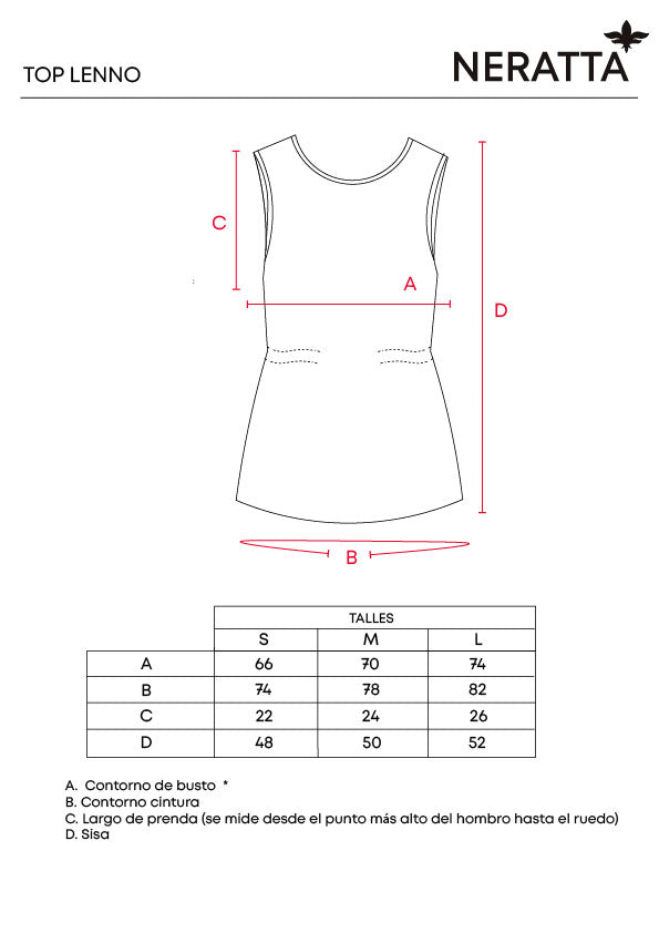 Top Lenno Cinnamon NERATTA - Guía de tallas