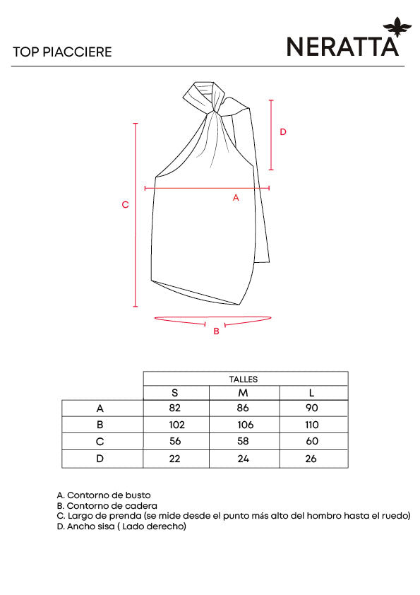 Top Piacere Pistacchio NERATTA - Guía de tallas