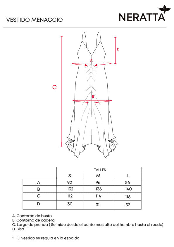 Vestido Menaggio Ivory NERATTA - Guía de tallas