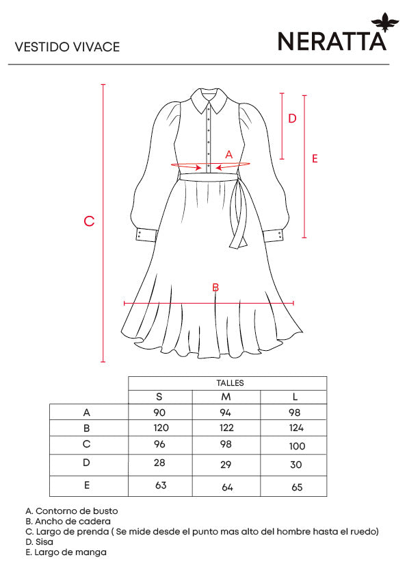 Vestido Vivace Stampa Fiori Blue NERATTA - Guía de tallas