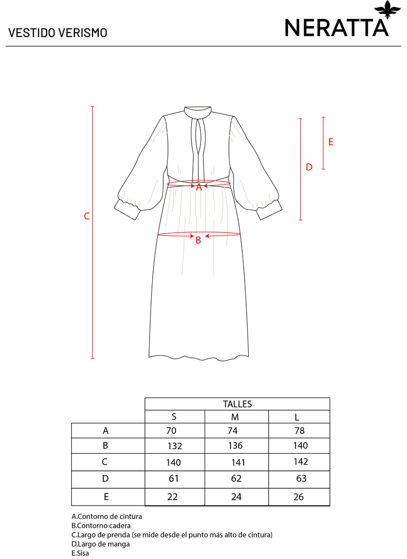 Vestido Verismo Stampa Cuadro - Guía de tallas