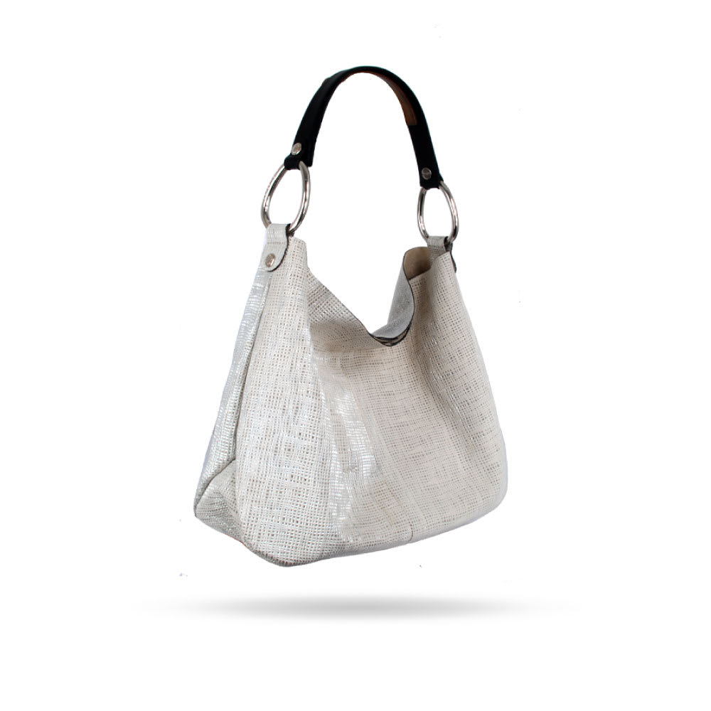 Cartera Venezia Arpillera Negra y Plata