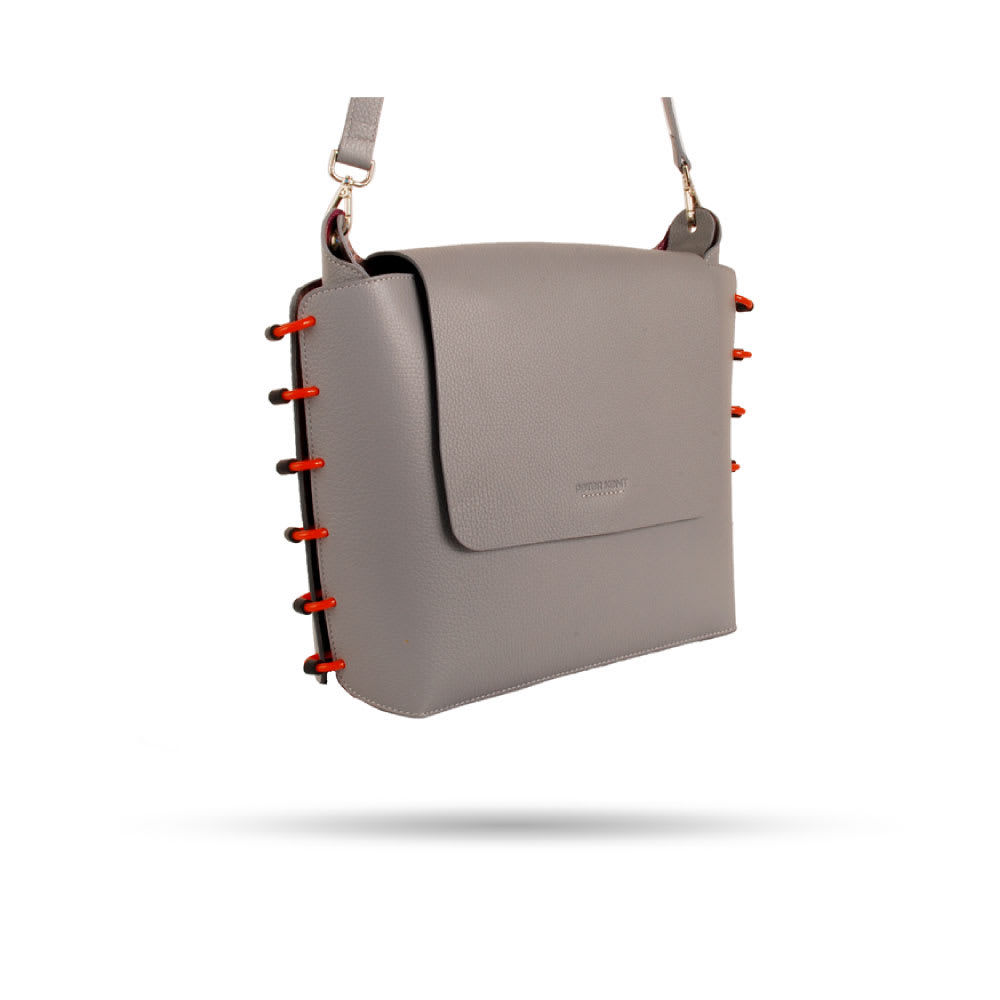 Cartera Montavo L (Gris Graneado con Naranja)