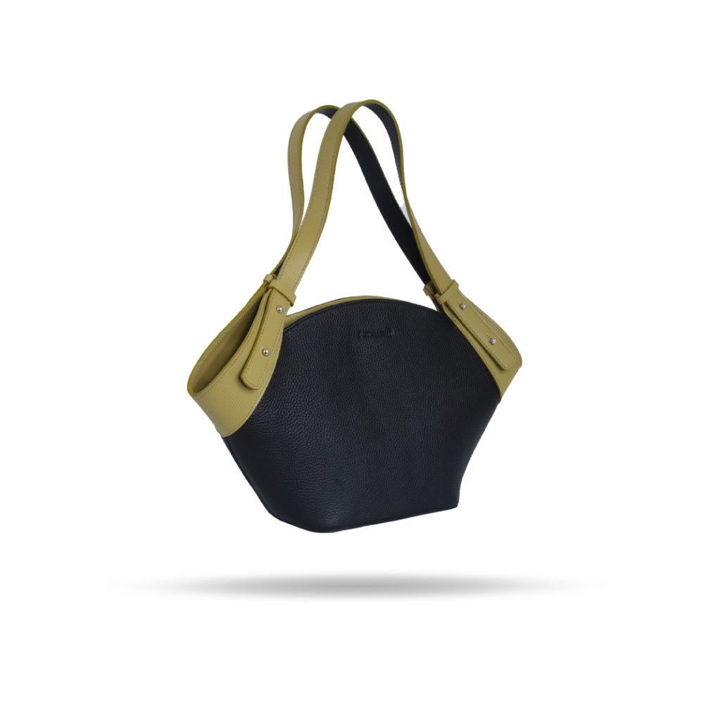 Cartera Nápoles Negro Graneado y Militar Claro Paralelo