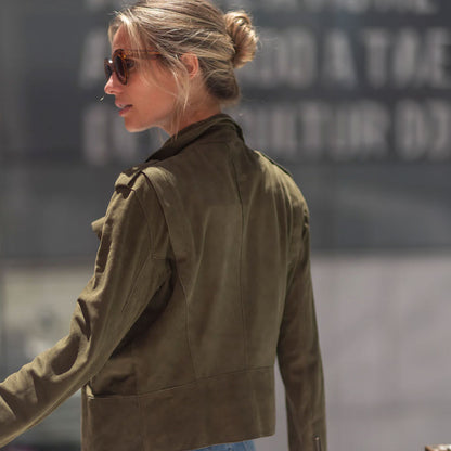 Chaqueta Biker Sharon Verde Gamuza