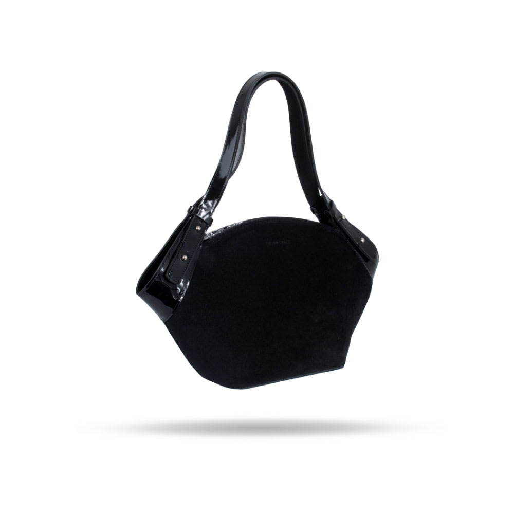 Cartera Nápoles Negro Gamuza y Negro Charol