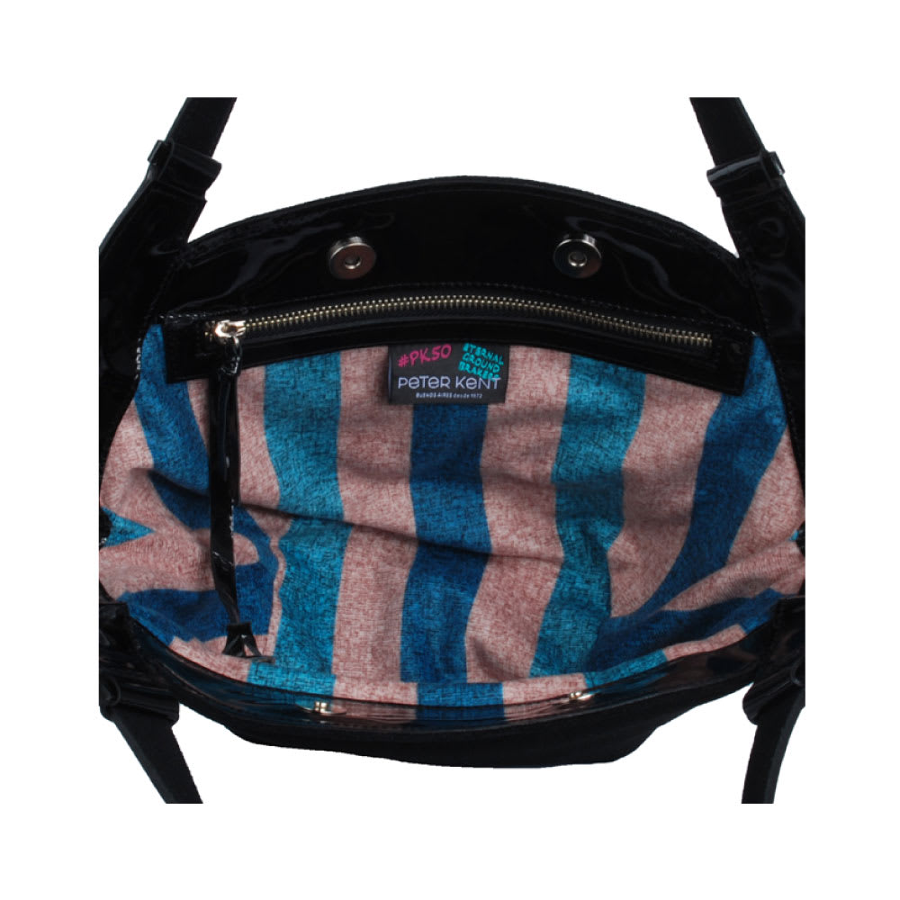 Cartera Nápoles Negro Gamuza y Negro Charol