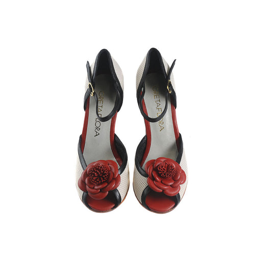 Zapato AMALIA combinado blanco /negro/ rojo