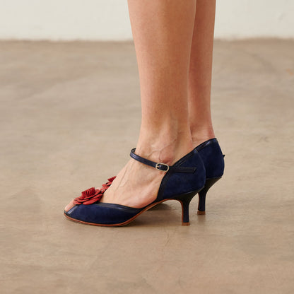 Zapato Amalia azul/rojo