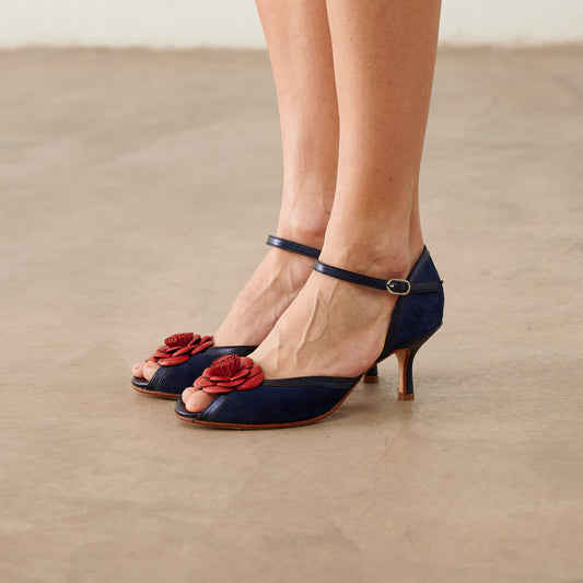Zapato Amalia azul/rojo