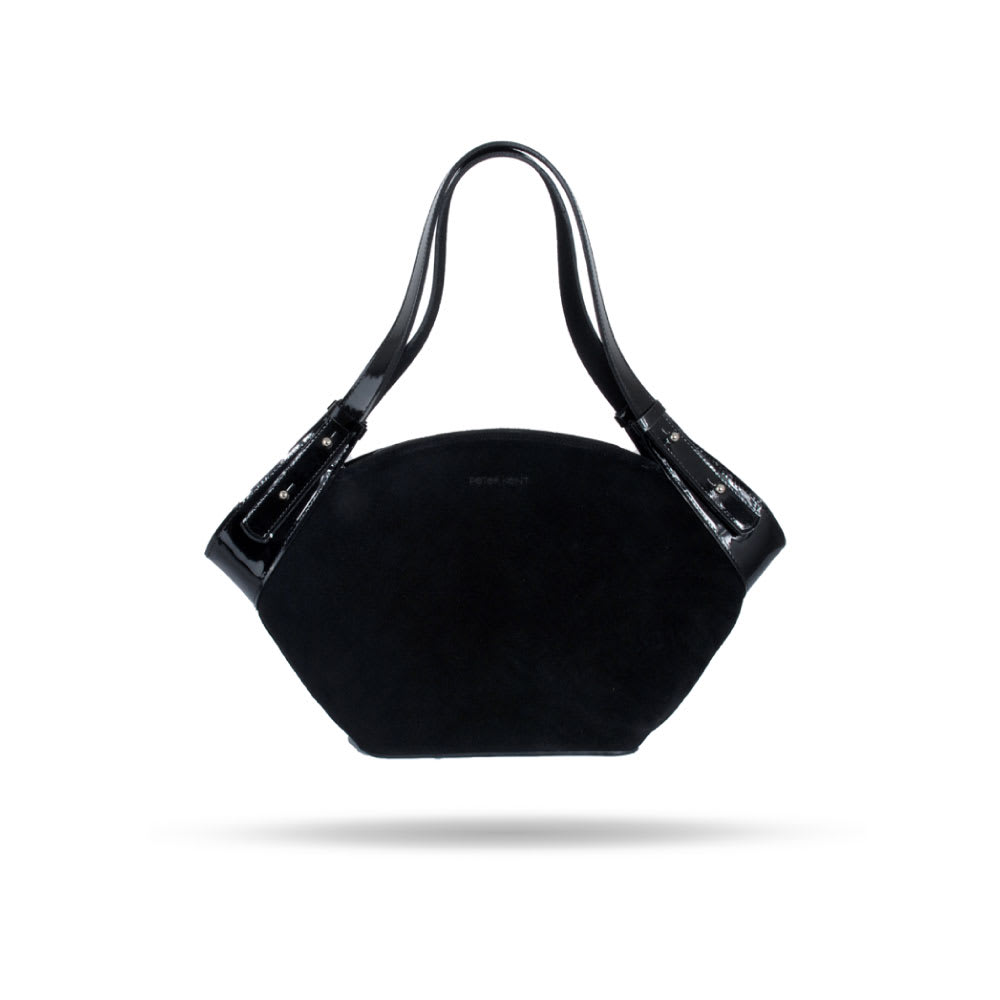 Cartera Nápoles Negro Gamuza y Negro Charol