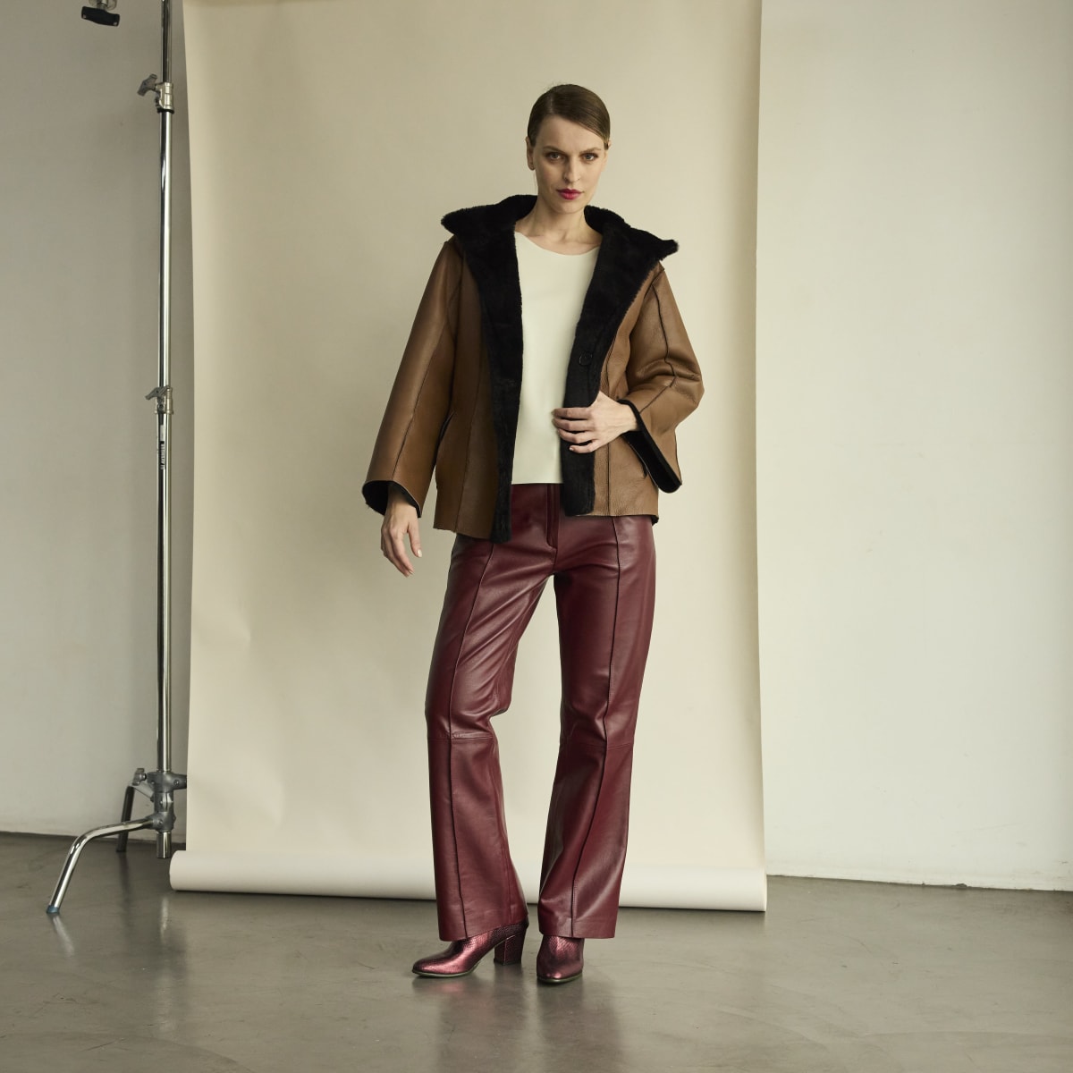 Abrigo Napalan corto reversible marron/negro