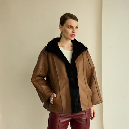 Abrigo Napalan corto reversible marron/negro