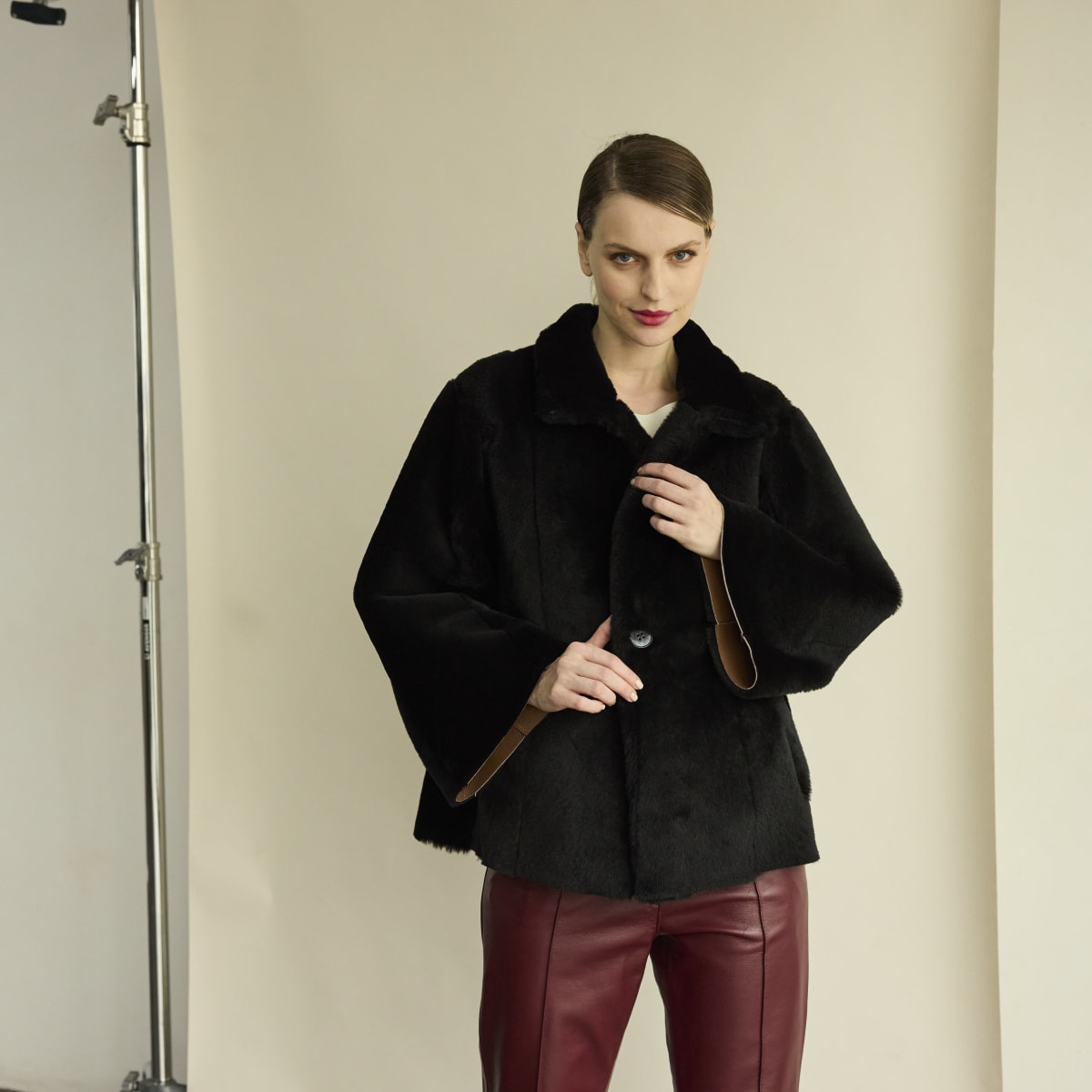 Abrigo Napalan corto reversible marron/negro