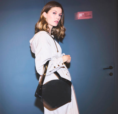Cartera Nápoles Negro Gamuza y Negro Charol