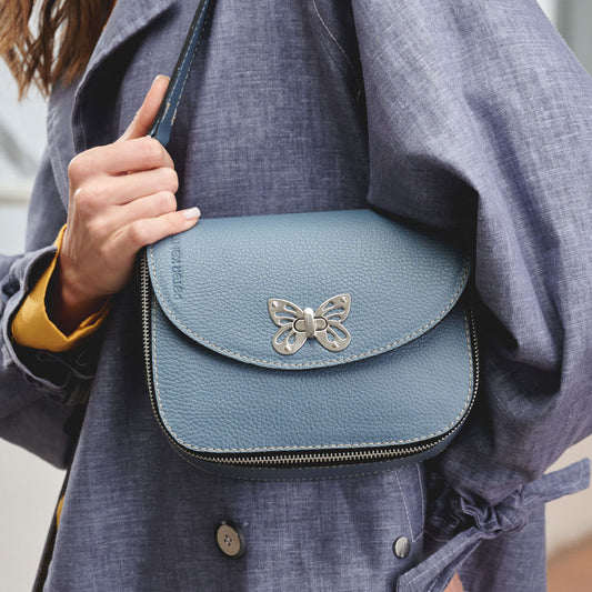 Cartera/Bandolera Zip-It. Cuero Genuino Vacuno. Construida con piezas intercambiables.