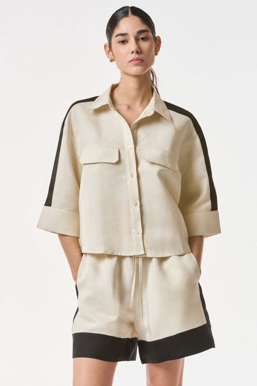 Camisa Bellagio Sand & Black NERATTA