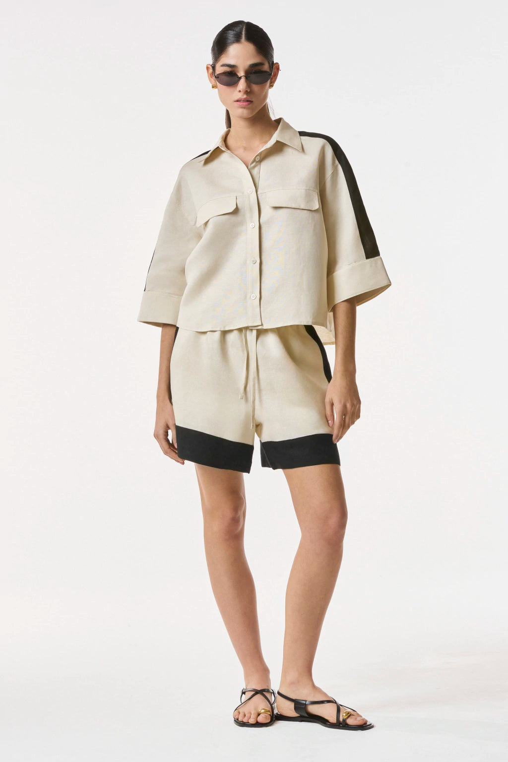 Camisa Bellagio Sand & Black NERATTA