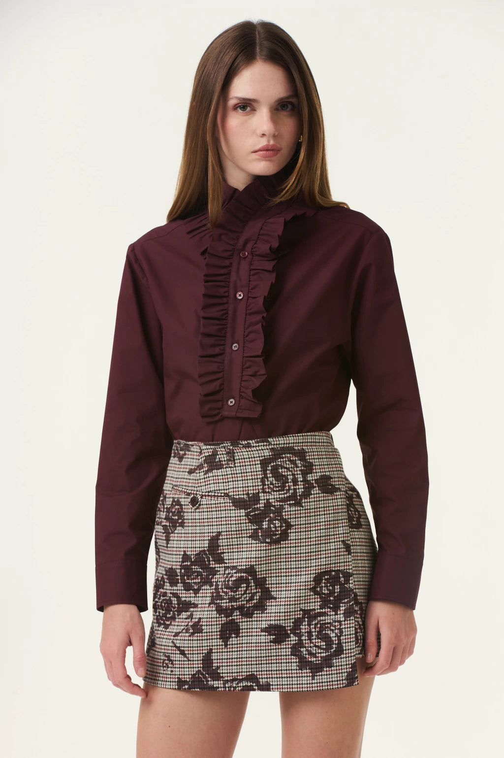 Falda Tempo Fiori Bordeaux